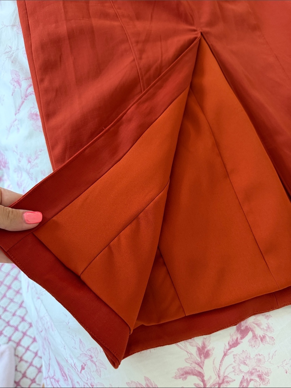 Rust Bodycon Midi Dress with Spaghetti Straps - Picture 6 of 9
